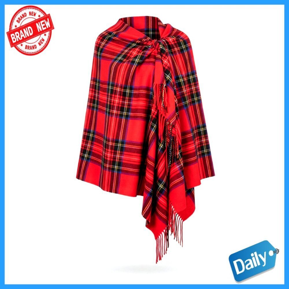 Oversized Tartan Plaid Shawl Wrap, 80x30, Soft Cashmere Feel Winter Scarf